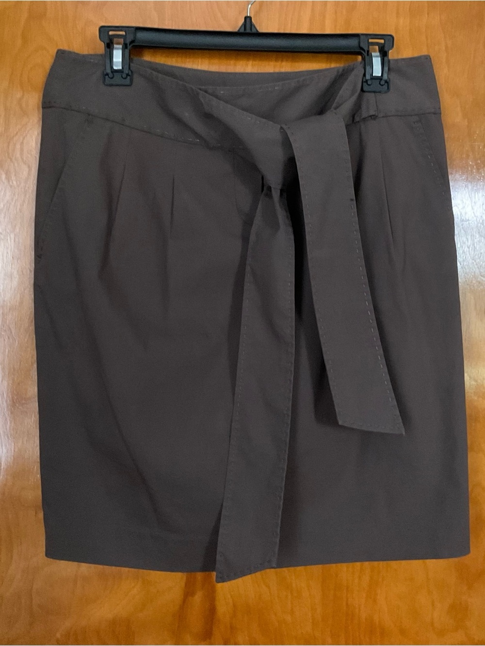 Elie Tahari Dark Brown Tie-Front Pencil Skirt